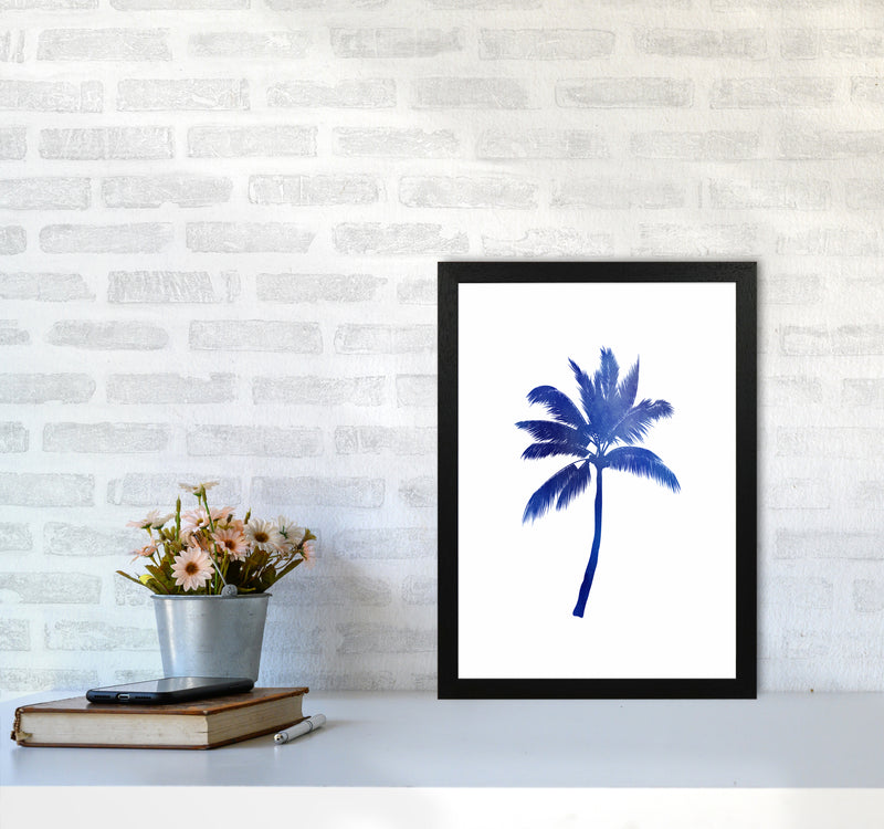 Blue Palm Tree Art Print by Seven Trees Design A3 White Frame
