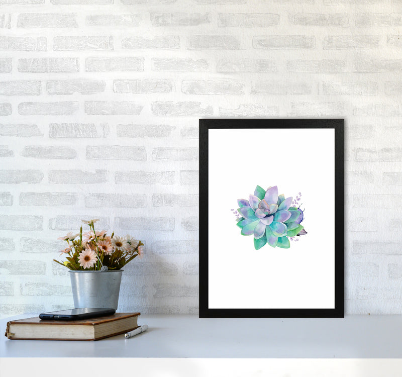 Aqua Succulent Botanical Art Print by Seven Trees Design A3 White Frame