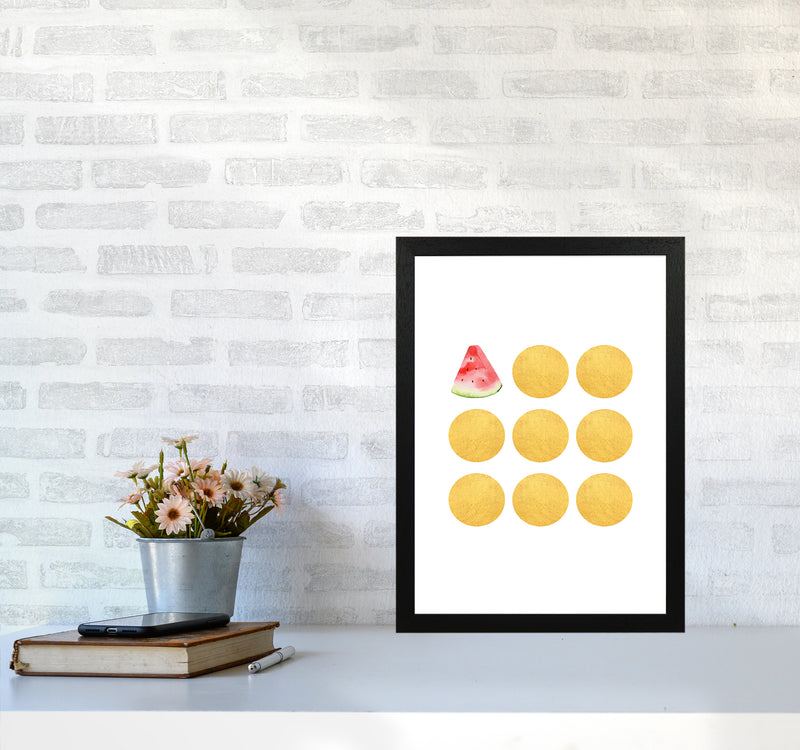 Gold Watermelon Kitchen Art Print by Seven Trees Design A3 White Frame
