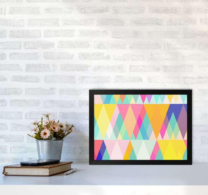 Happy Geometry Abstract Art Print by Seven Trees Design A3 White Frame