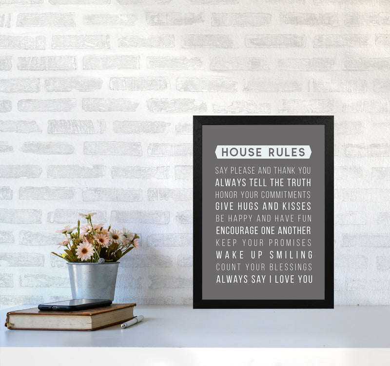 House Rules Quote Art Print by Seven Trees Design A3 White Frame