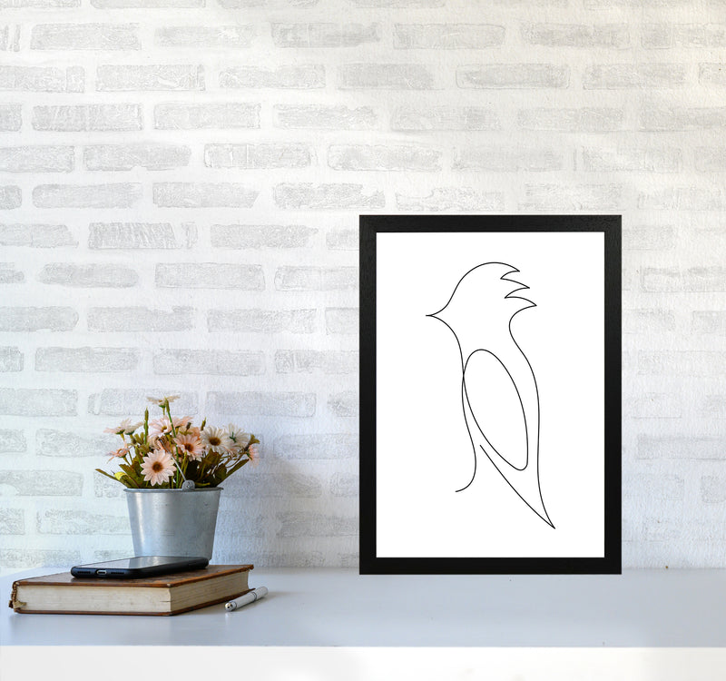 One Line Bird Art Print by Seven Trees Design A3 White Frame