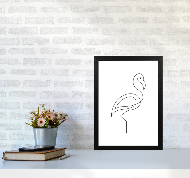 One Line Flamingo Art Print by Seven Trees Design A3 White Frame