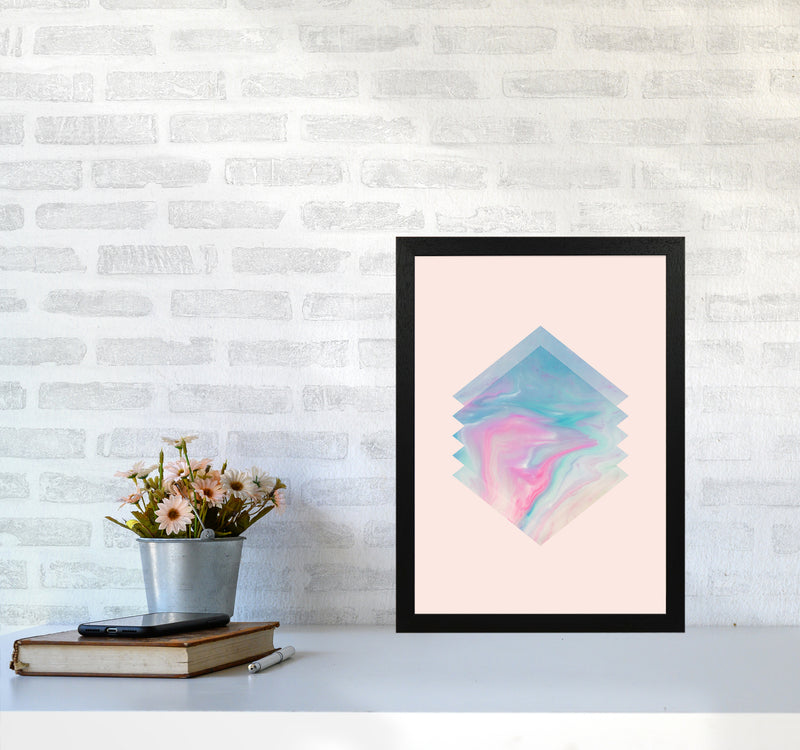 Pink Aqua Marble Abstract Art Print by Seven Trees Design A3 White Frame