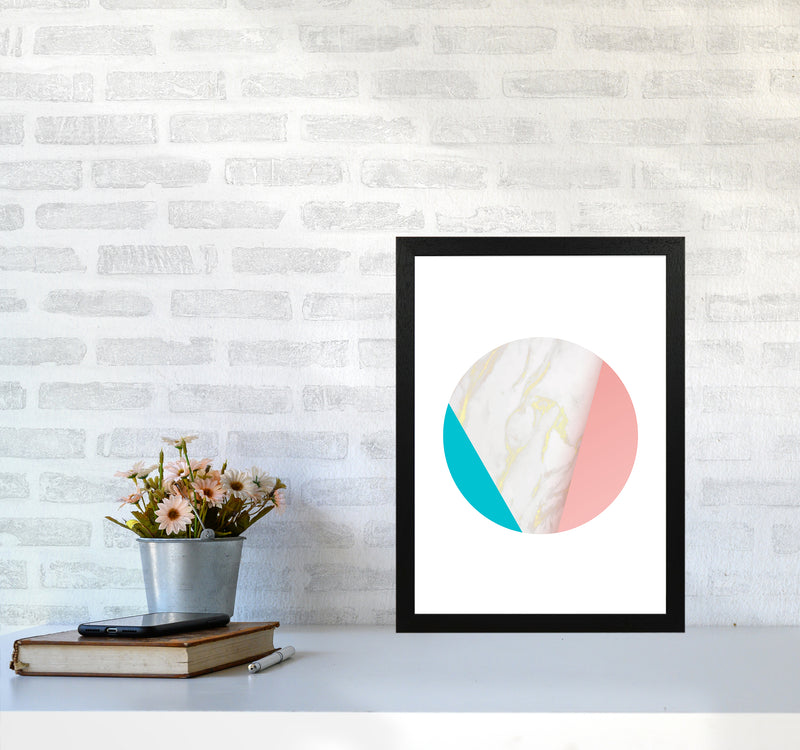 Pink Marble Circle I Abstract Art Print by Seven Trees Design A3 White Frame