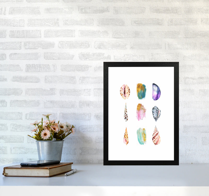 Sea And Brush Strokes I Shell Art Print by Seven Trees Design A3 White Frame