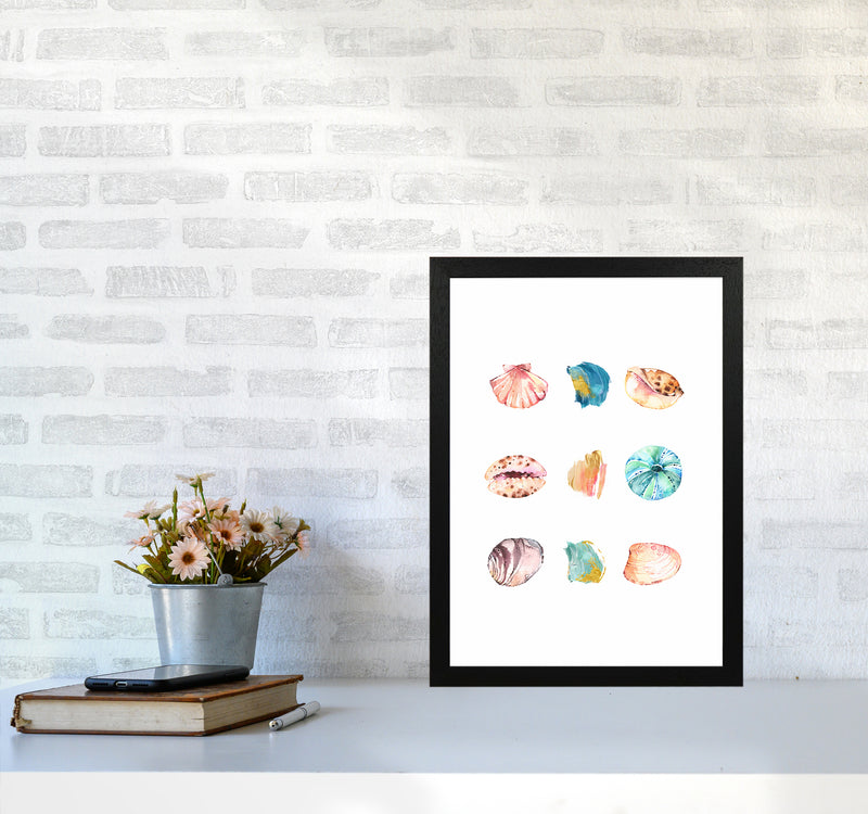 Sea And Brush Strokes II Shell Art Print by Seven Trees Design A3 White Frame