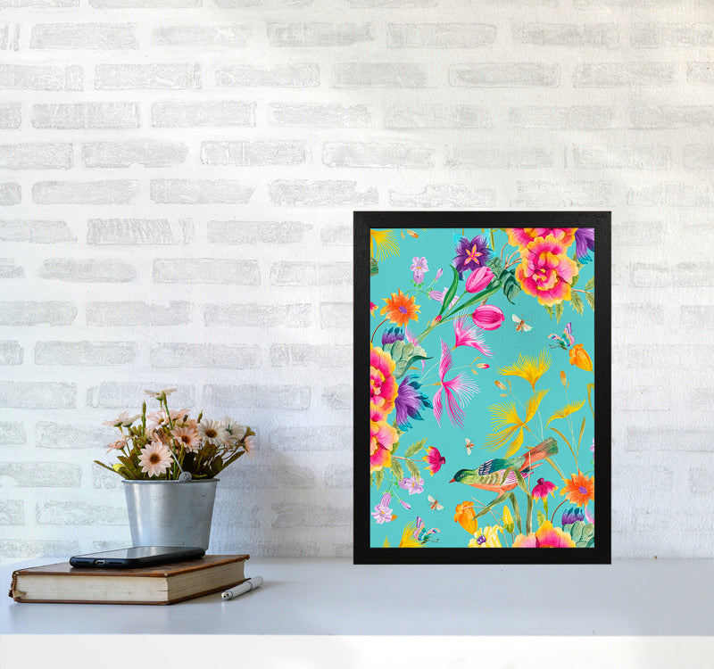 Spring Joy in blue Floral Art Print by Seven Trees Design A3 White Frame