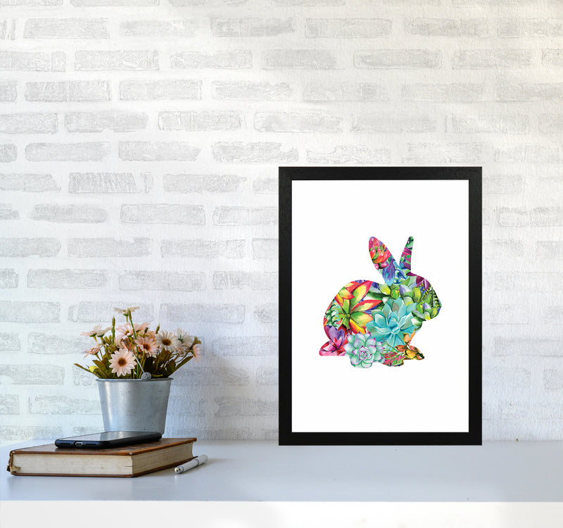 Succulents Bunny Animal Art Print by Seven Trees Design A3 White Frame