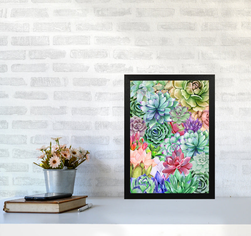 Succulents Paradise Botanical Art Print by Seven Trees Design A3 White Frame