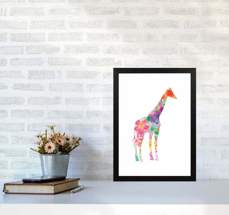 The Floral Giraffe Animal Art Print by Seven Trees Design A3 White Frame