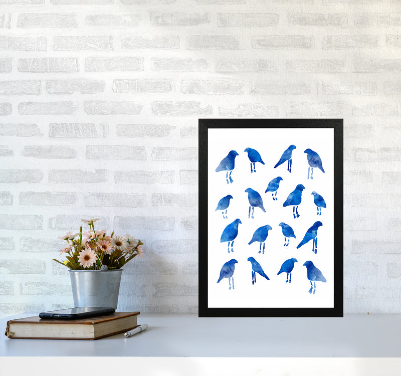 Watercolor Blue Birds Art Print by Seven Trees Design A3 White Frame