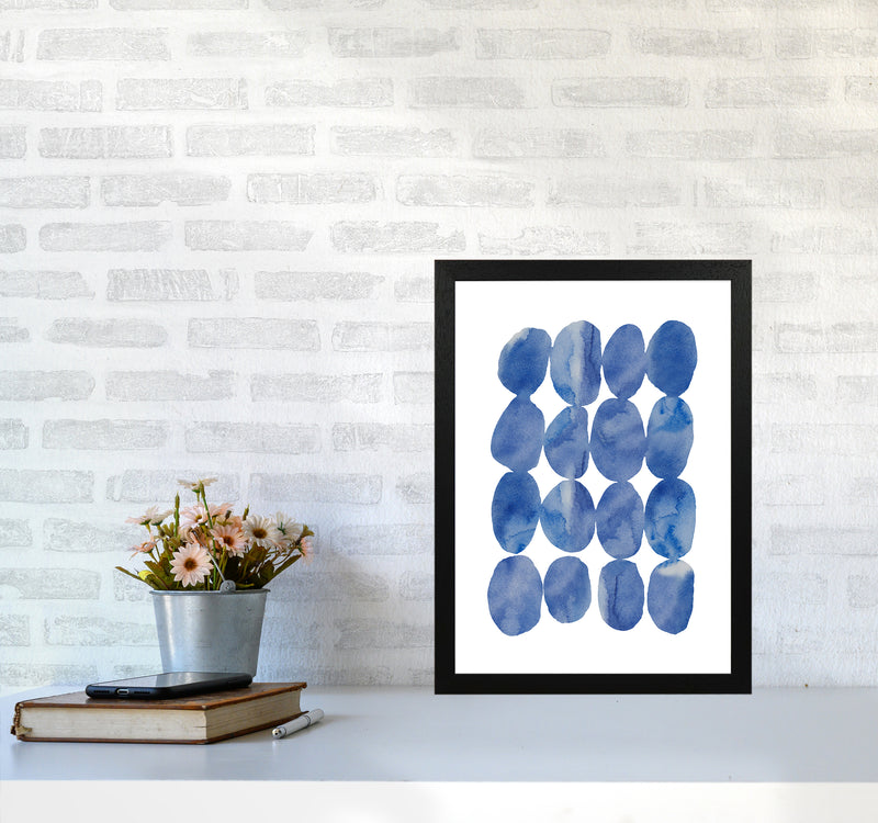 Watercolor Blue Stones Art Print by Seven Trees Design A3 White Frame