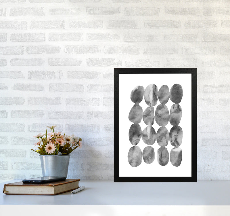 Watercolor Grey Stones Art Print by Seven Trees Design A3 White Frame