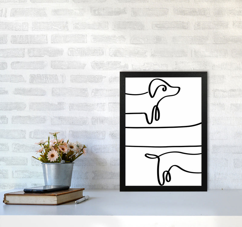 One Line dachshund Art Print by Seven Trees Design A3 White Frame
