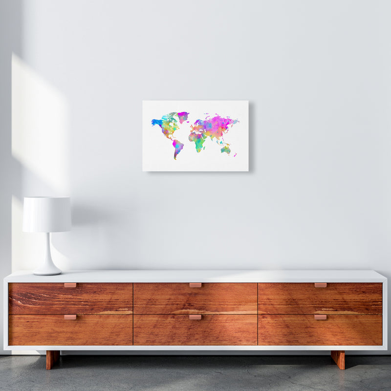 Colorful Watercolor Map Art Print by Seven Trees Design A3 Canvas