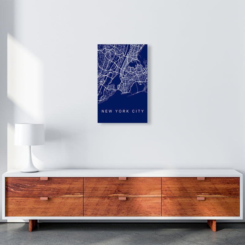 NYC Streets Blue Map Art Print by Seven Trees Design A3 Canvas