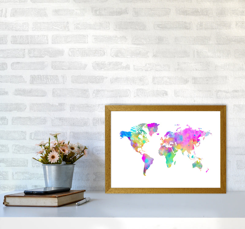 Colorful Watercolor Map Art Print by Seven Trees Design A3 Print Only