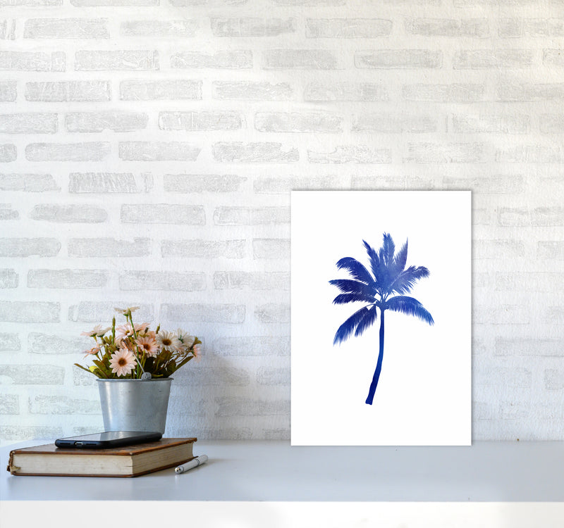 Blue Palm Tree Art Print by Seven Trees Design A3 Black Frame