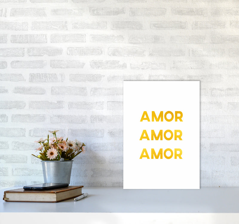 Amor Amor Amor Quote Art Print by Seven Trees Design A3 Black Frame