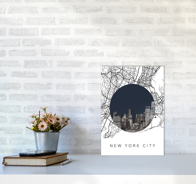 New York City Streets Collage Art Print by Seven Trees Design A3 Black Frame