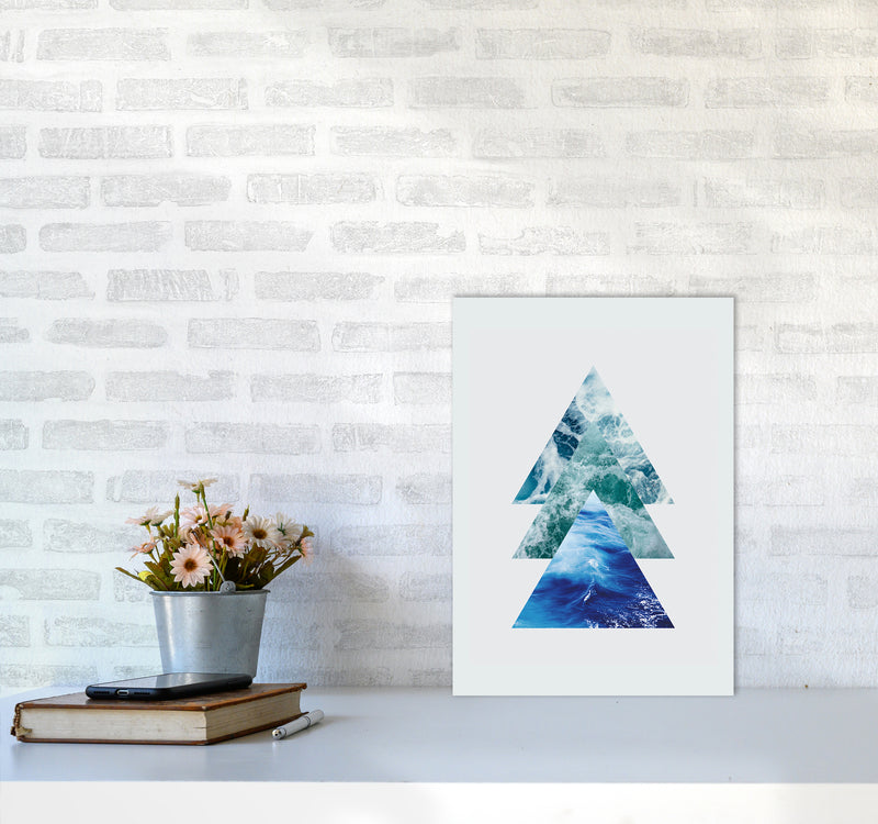 Ocean Triangles Art Print by Seven Trees Design A3 Black Frame