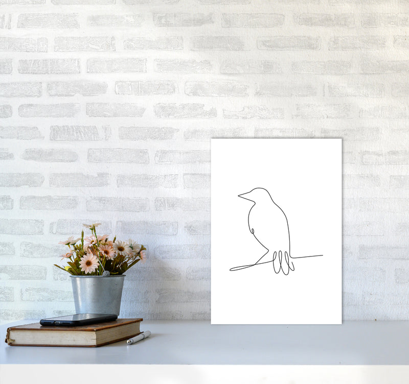 One Line Bird II Art Print by Seven Trees Design A3 Black Frame