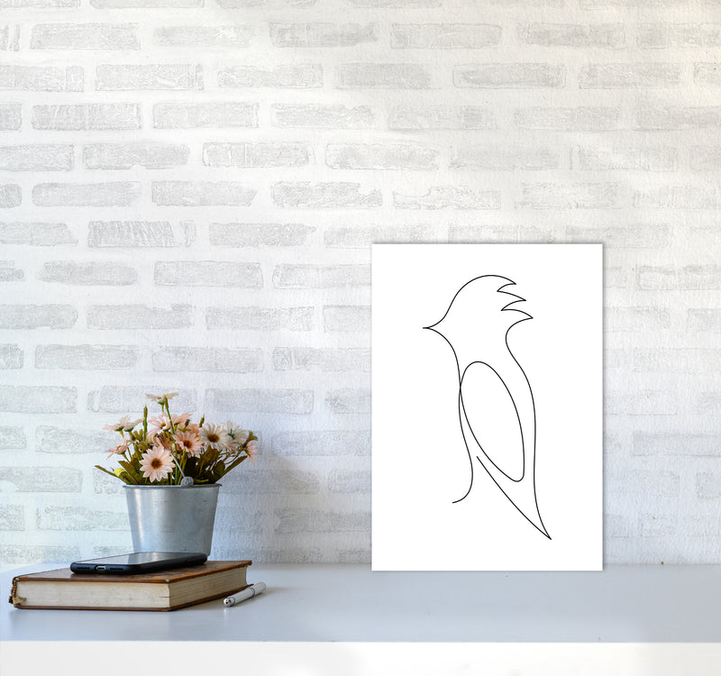 One Line Bird Art Print by Seven Trees Design A3 Black Frame