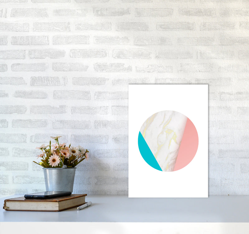 Pink Marble Circle I Abstract Art Print by Seven Trees Design A3 Black Frame
