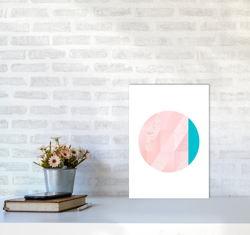 Pink Marble Circle II Abstract Art Print by Seven Trees Design A3 Black Frame