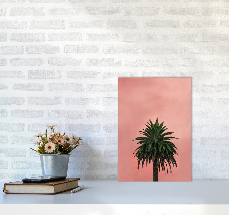 Pink Palm Abstract Art Print by Seven Trees Design A3 Black Frame