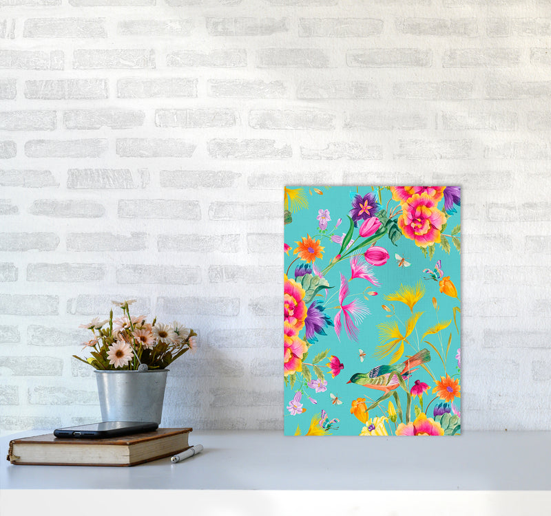 Spring Joy in blue Floral Art Print by Seven Trees Design A3 Black Frame