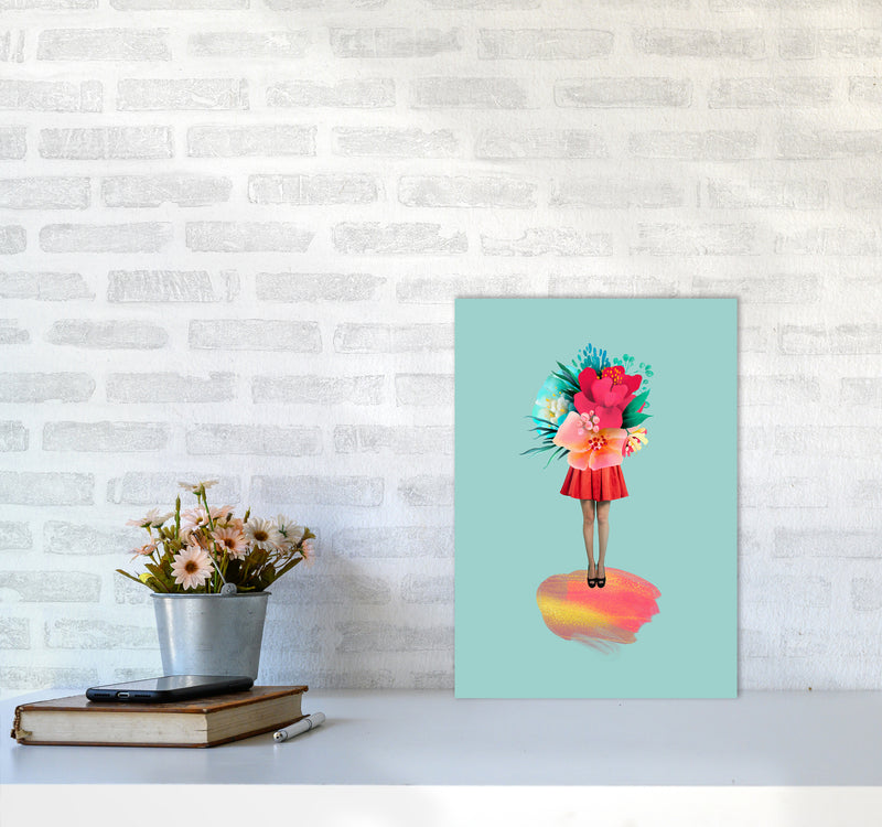 The Floral Girl Art Print by Seven Trees Design A3 Black Frame