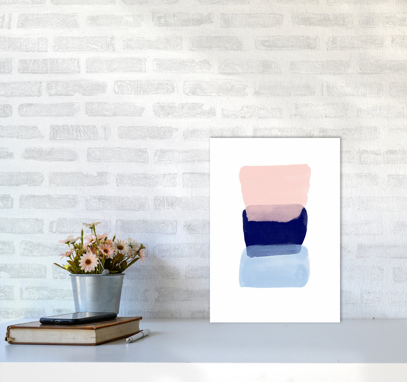 Three Colors Strokes Abstract Art Print by Seven Trees Design A3 Black Frame