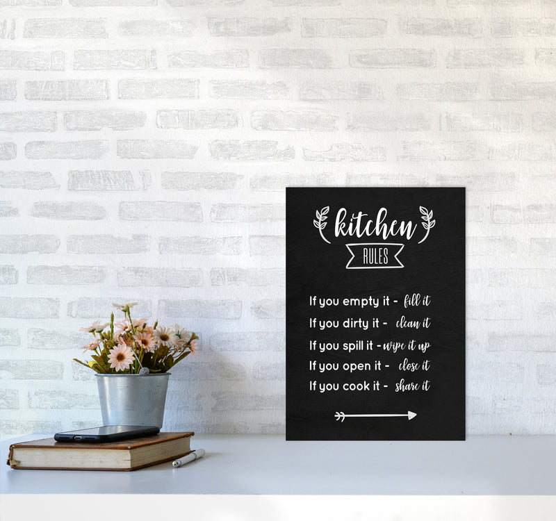 Kitchen rules Art Print by Seven Trees Design A3 Black Frame