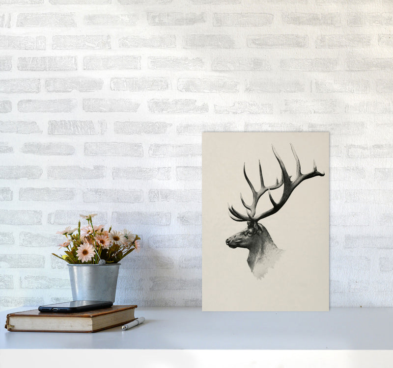 Mountain Reindeer Art Print by Seven Trees Design A3 Black Frame