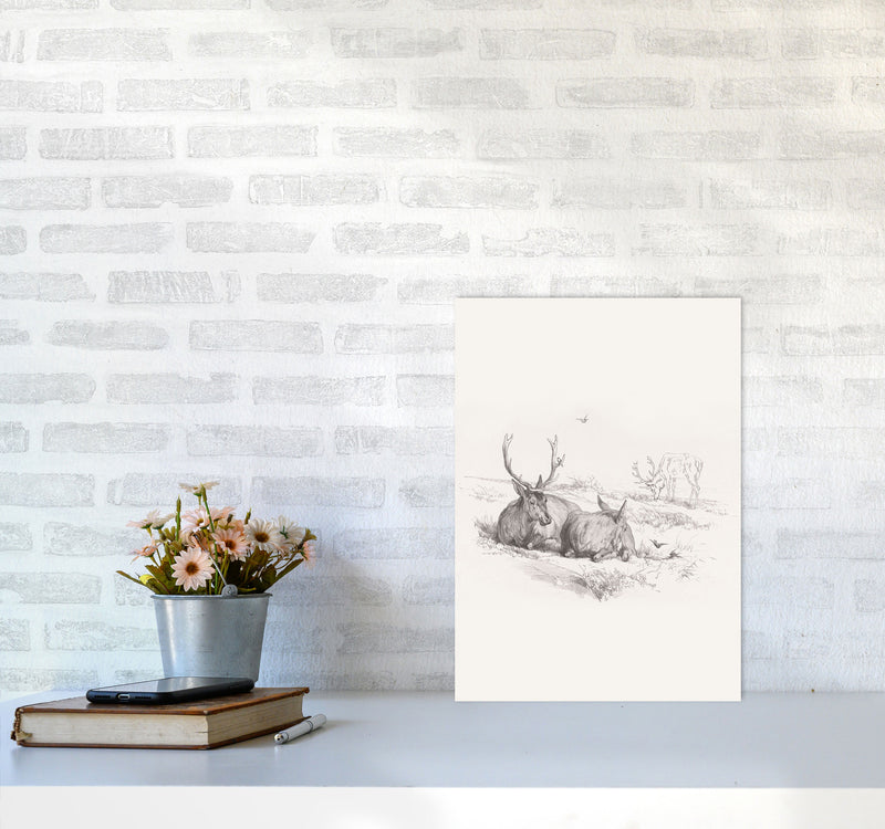 Reindeer Chilling Art Print by Seven Trees Design A3 Black Frame