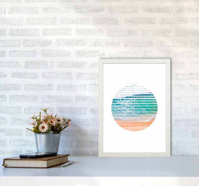 Geometric Ocean Art Print by Seven Trees Design A3 Oak Frame