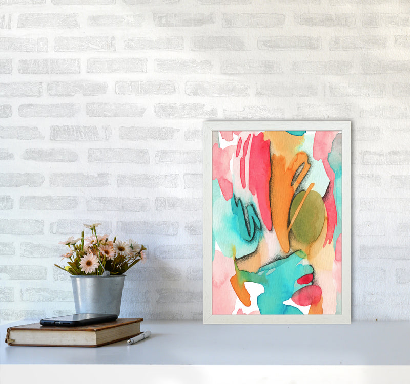 Abstract Watercolor Art Print by Seven Trees Design A3 Oak Frame