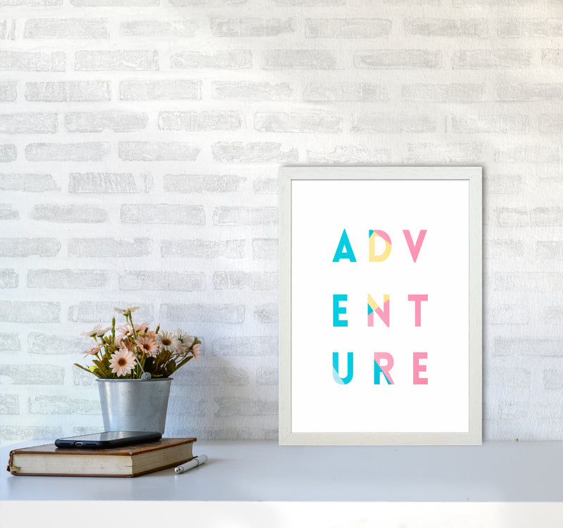 Adventure In Colors Quote Art Print by Seven Trees Design A3 Oak Frame