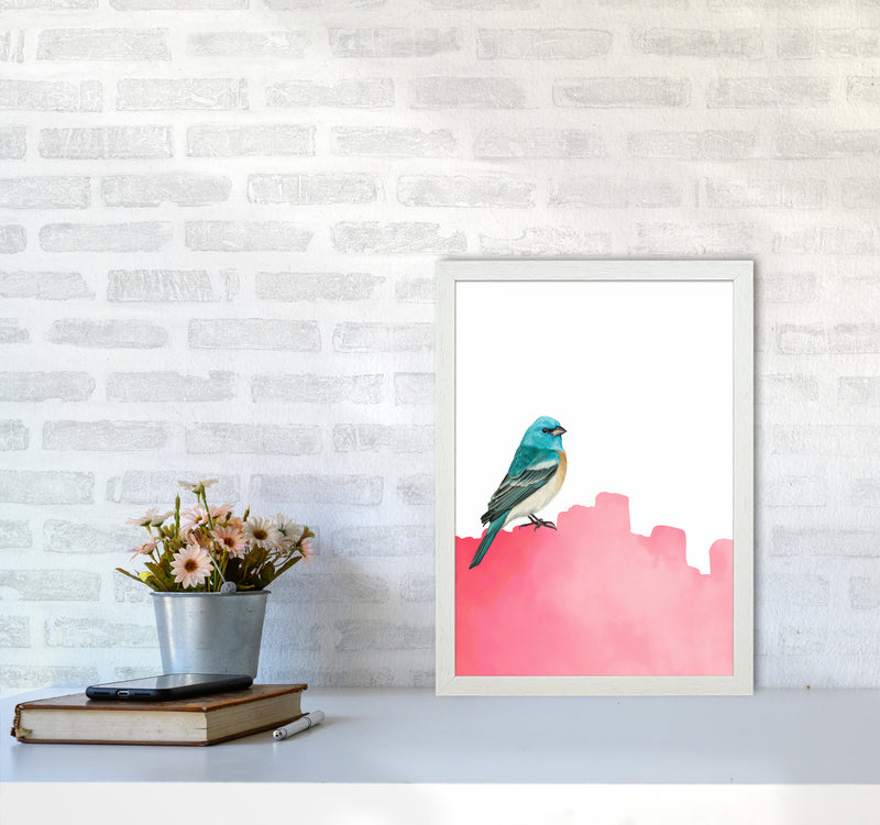 Bird Pink Art Print by Seven Trees Design A3 Oak Frame