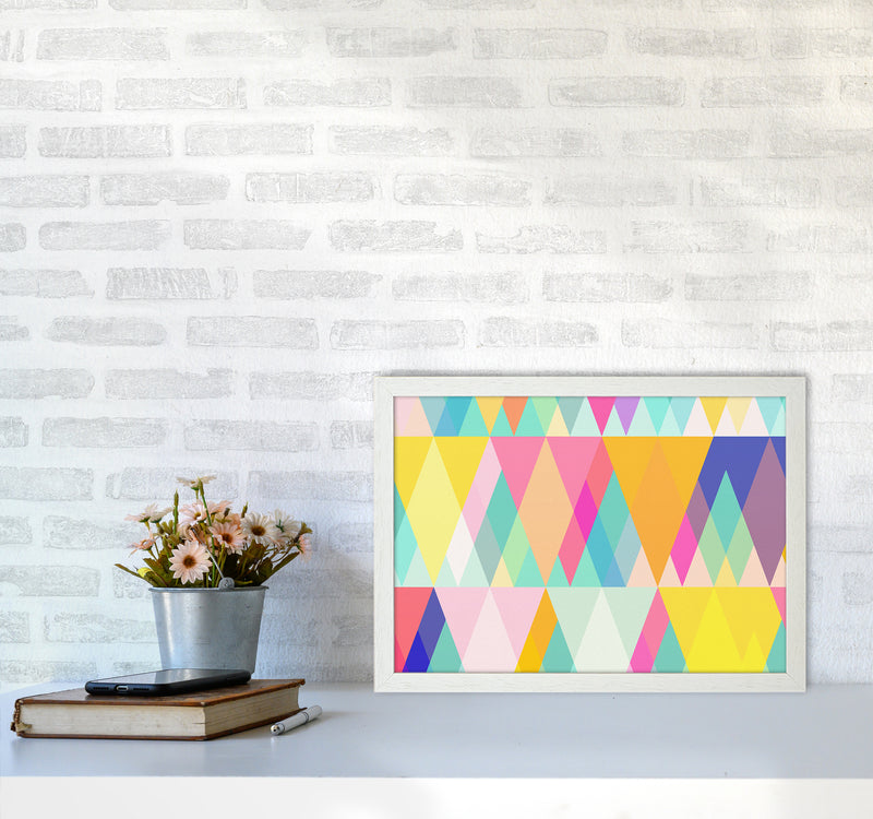 Happy Geometry Abstract Art Print by Seven Trees Design A3 Oak Frame