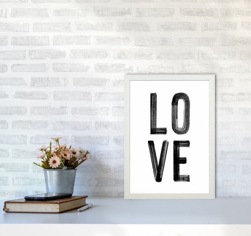Love in Black Quote Art Print by Seven Trees Design A3 Oak Frame