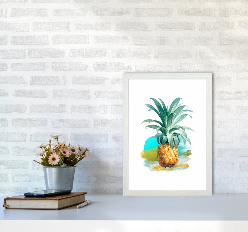 Modern Pineapple Kitchen Art Print by Seven Trees Design A3 Oak Frame