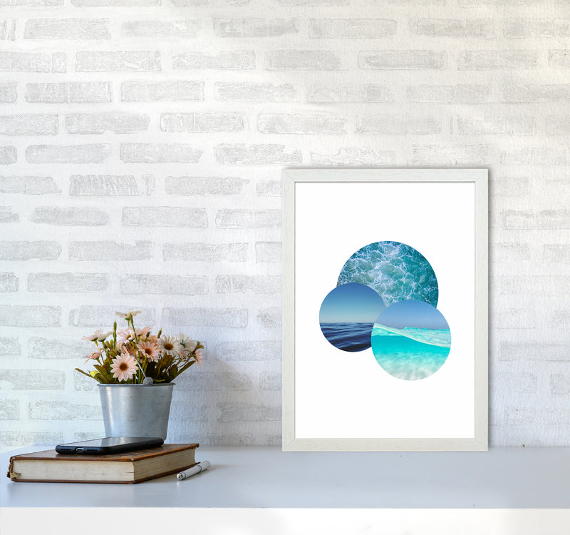 Ocean Planets Art Print by Seven Trees Design A3 Oak Frame
