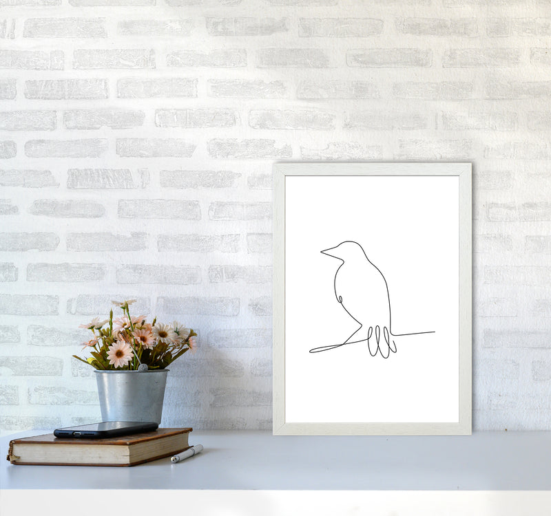 One Line Bird II Art Print by Seven Trees Design A3 Oak Frame