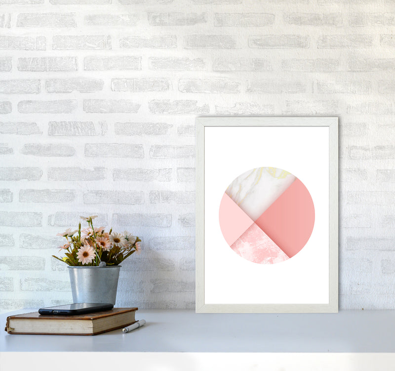 Pink Marble Circle III Abstract Art Print by Seven Trees Design A3 Oak Frame