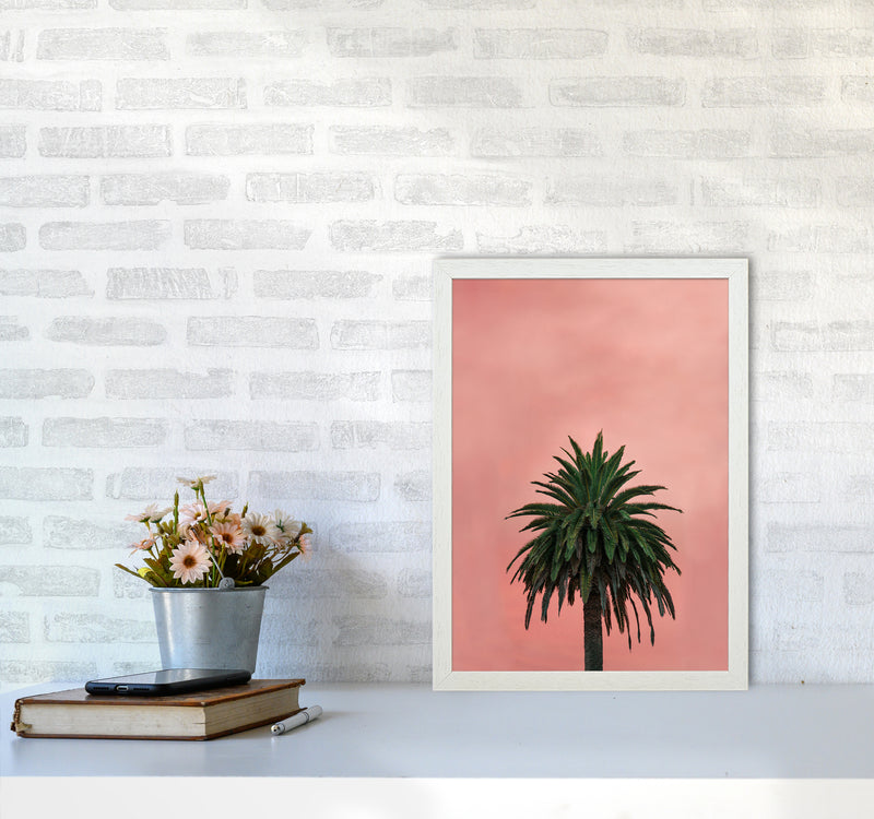 Pink Palm Abstract Art Print by Seven Trees Design A3 Oak Frame