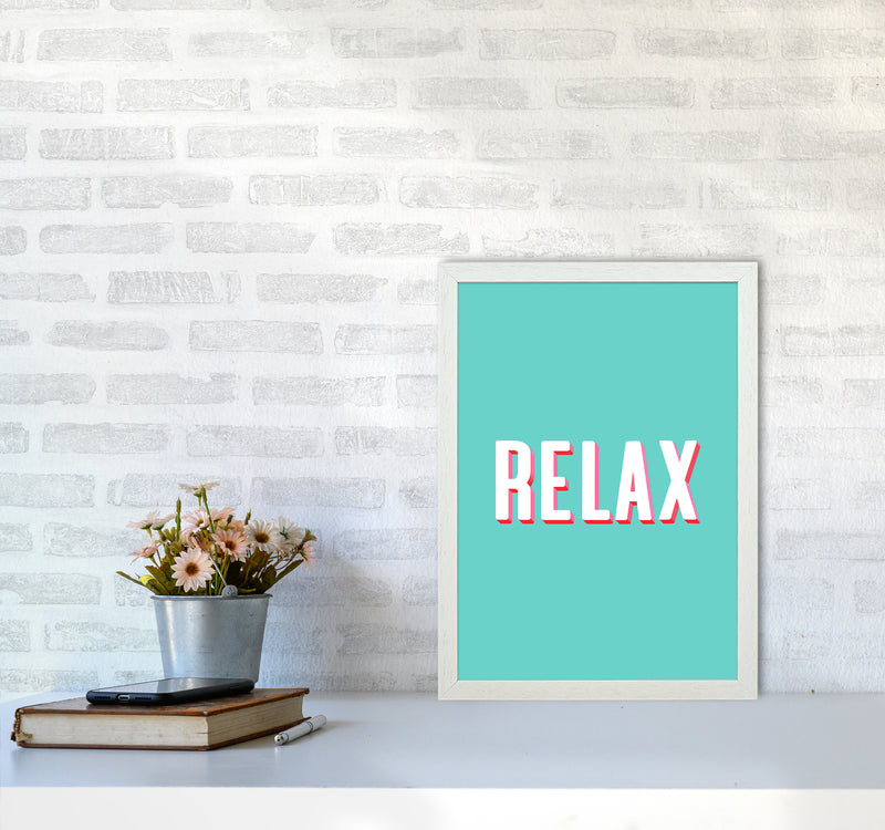 Relax Quote Art Print by Seven Trees Design A3 Oak Frame