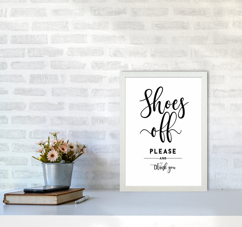 Shoes Off Quote Art Print by Seven Trees Design A3 Oak Frame